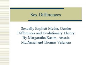 Sex Differences Sexually Explicit Media Gender Differences and