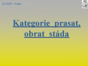 KCHPD Praha Kategorie prasat obrat stda KATEGORIE PRASAT