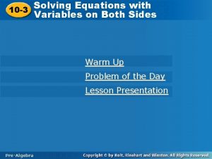 Solving Equations with Solving Equations 10 3 Variables