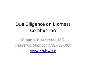 Due Diligence on Biomass Combustion William A H