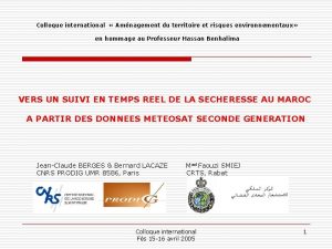 Colloque international Amnagement du territoire et risques environnementaux