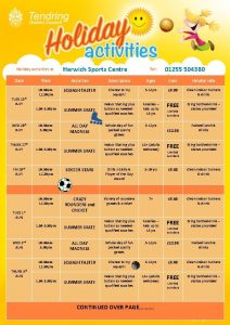 Holiday activities at Date Harwich Sports Centre Tel