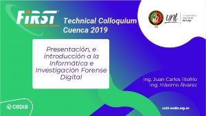 Technical Colloquium Cuenca 2019 Presentacin e introduccin a