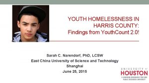 YOUTH HOMELESSNESS IN HARRIS COUNTY Findings from Youth