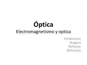 ptica Electromagnetismo y optica Introduccin Huygens Reflexion Refraccion