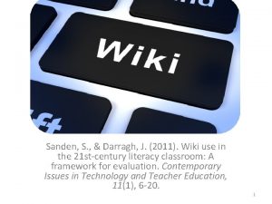 Wiki Wiki Sanden S Darragh J 2011 Wiki