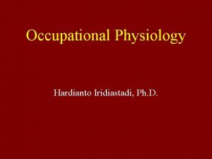 Occupational Physiology Hardianto Iridiastadi Ph D Aerobic Capacity