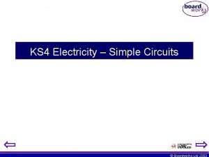 KS 4 Electricity Simple Circuits Boardworks Ltd 2003