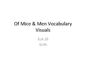 Of Mice Men Vocabulary Visuals ELA 10 SLHS