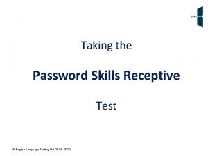 Taking the Password Skills Receptive Test English Language
