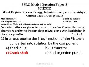 SSLC Model Question Paper3 SCIENCE Heat Engines Nuclear