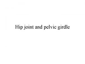 Hip joint and pelvic girdle Lower Extremity The