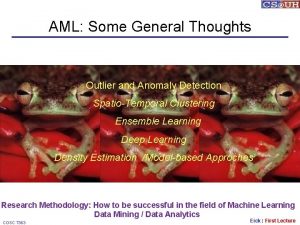 AML Some General Thoughts Outlier and Anomaly Detection