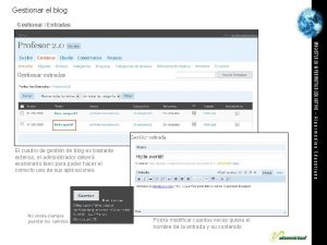 Gestionar el blog Gestionar Entradas MAGISTER EN INFORMATICA
