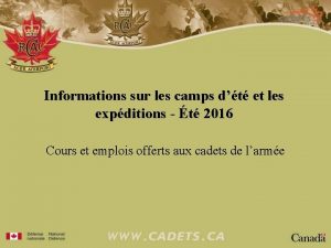 Informations sur les camps dt et les expditions