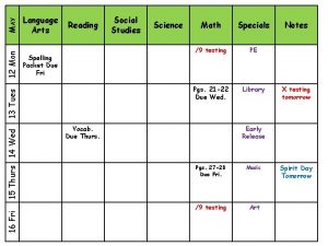 MAY Reading Spelling Packet Due Fri 16 Fri