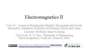 Electromagnetics II Unit 12Losses in Rectangular Metallic Waveguide