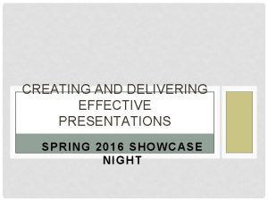 CREATING AND DELIVERING EFFECTIVE PRESENTATIONS S PRIN G