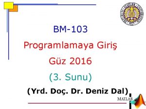 BM103 Programlamaya Giri Gz 2016 3 Sunu Yrd