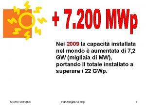 Nel 2009 la capacit installata nel mondo aumentata