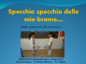 Specchio specchio delle mie brame Dalle simmetrie alle