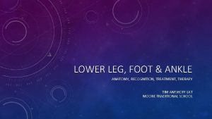 LOWER LEG FOOT ANKLE ANATOMY RECOGNITION TREATMENT THERAPY