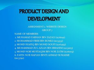 PRODUCT DESIGN AND DEVELOPMENT ASSIGNMENT 1 WEBSITE DESIGN