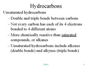 Hydrocarbons Unsaturated hydrocarbons Double and triple bonds between