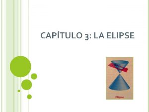 CAPTULO 3 LA ELIPSE Definicin Una elipse es