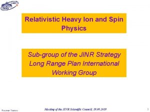 Relativistic Heavy Ion and Spin Physics Subgroup of