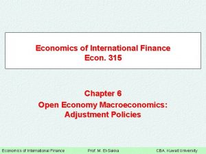 Economics of International Finance Econ 315 Chapter 6