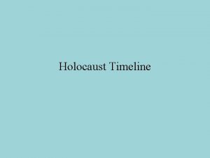 Holocaust Timeline Hitler Appointed Chancellor January 1933 As