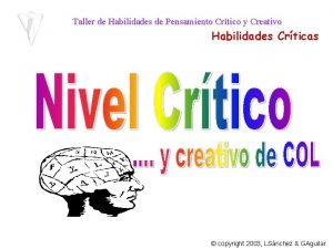 Taller de Habilidades de Pensamiento Crtico y Creativo