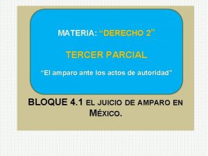 MATERIA DERECHO 2 TERCER PARCIAL El amparo ante