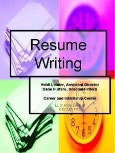 Resume Writing Heidi Lender Assistant Director Dane Furfaro