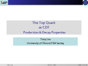 I HEPG The Top Quark at CDF Production