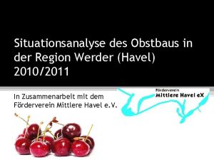 Situationsanalyse des Obstbaus in der Region Werder Havel