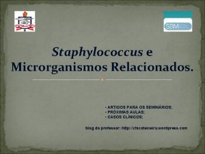 Staphylococcus e Microrganismos Relacionados ARTIGOS PARA OS SEMINRIOS