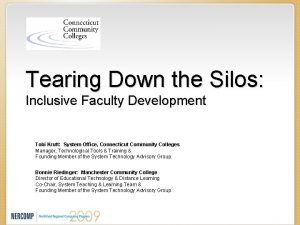 Tearing Down the Silos Inclusive Faculty Development Tobi