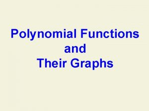 Polynomial Functions and Their Graphs Definition of a