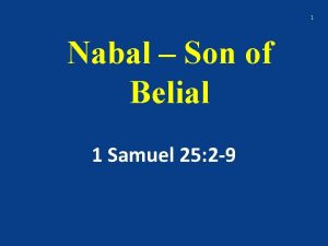 1 Nabal Son of Belial 1 Samuel 25