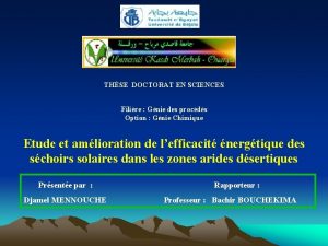 THSE DOCTORAT EN SCIENCES Filire Gnie des procds