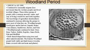 Woodland Period 1000 BC to AD 1000 Continued