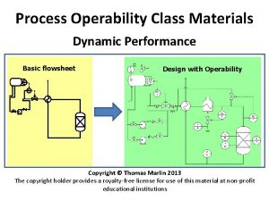 Process Operability Class Materials Dynamic Performance Basic flowsheet