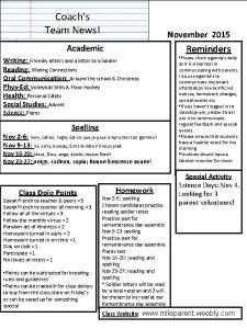 Coachs Team News November 2015 Reminders Academic Writing