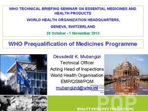 WHO TECHNICAL BRIEFING SEMINAR ON ESSENTIAL MEDICINES AND