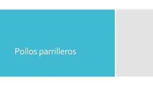 Pollos parrilleros El objetivo de esta etapa es