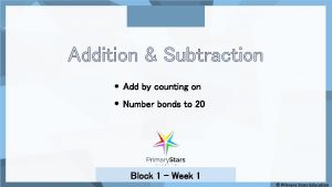 Addition Subtraction Add by counting on Number bonds