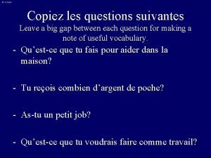 A Smith Copiez les questions suivantes Leave a