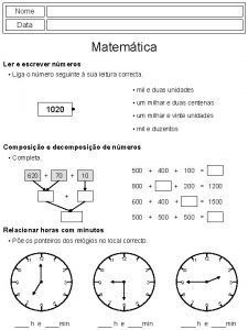 Nome Data Matemtica Ler e escrever nmeros Liga